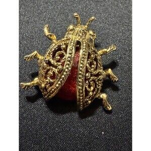 SFJ Gold Tone Lady Bug Brooch